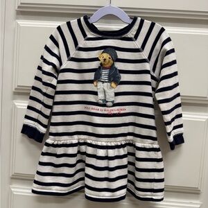 Polo Ralph Lauren Polo Bear Striped Dress 4T black White